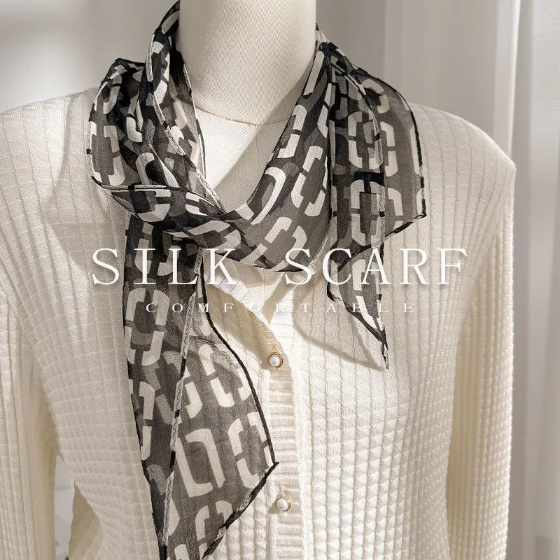 American Style Retro Black White Circle 100% Silk Scarf Women Versatile Design Long Thin Soft Neck Scarves Headband Decorative
American Style Retro Black White Circle 100% Silk Scarf Women Versatile Design Long Thin Soft Neck Scarves Headband Decorative