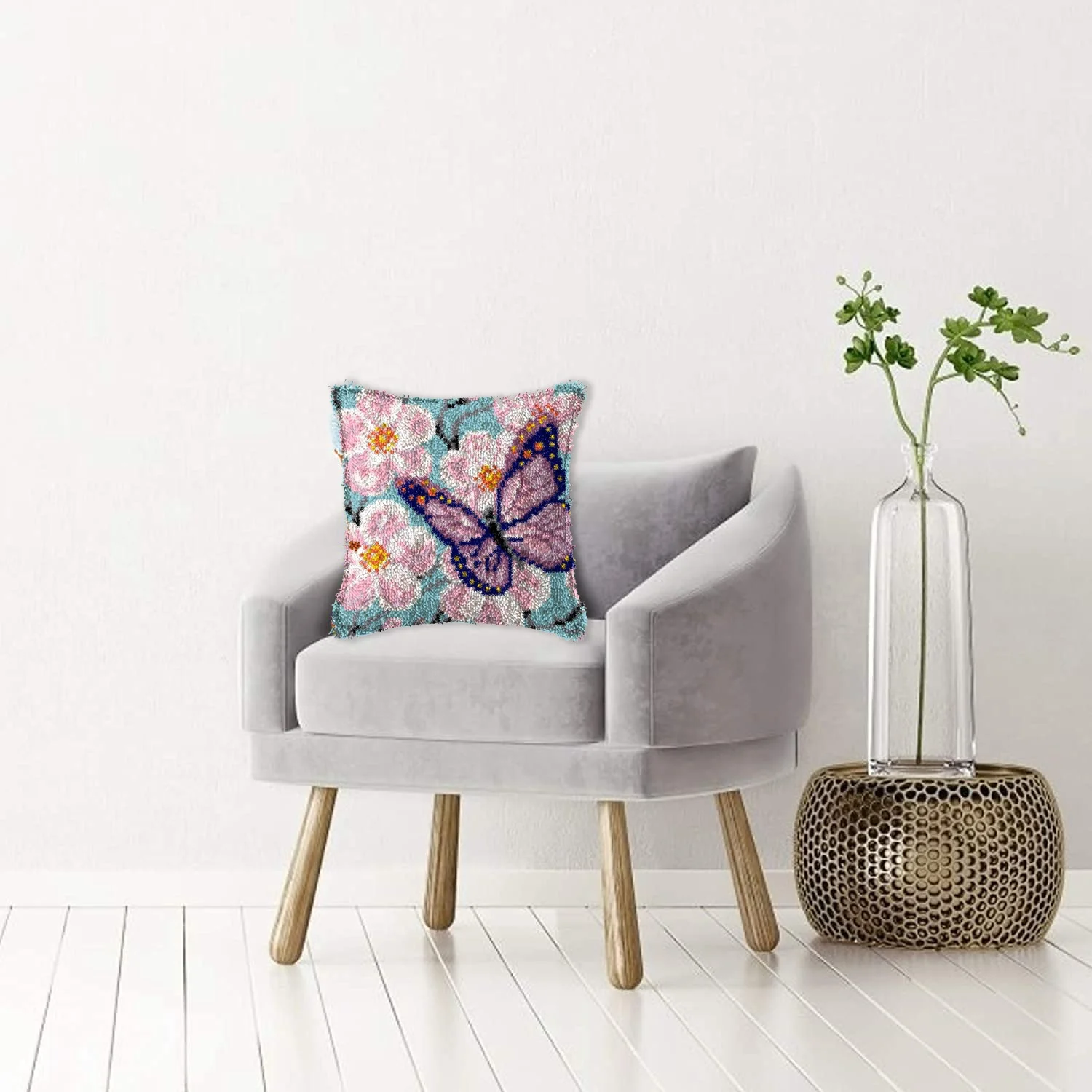 A66R-Latch Hook Kit DIY Pillow Cover Making Craft with Butterfly Pattern Printed Canvas Crochet Yarn Kit for Kids
A66R-Latch Hook Kit DIY Pillow Cover Making Craft with Butterfly Pattern Printed Canvas Crochet Yarn Kit for Kids