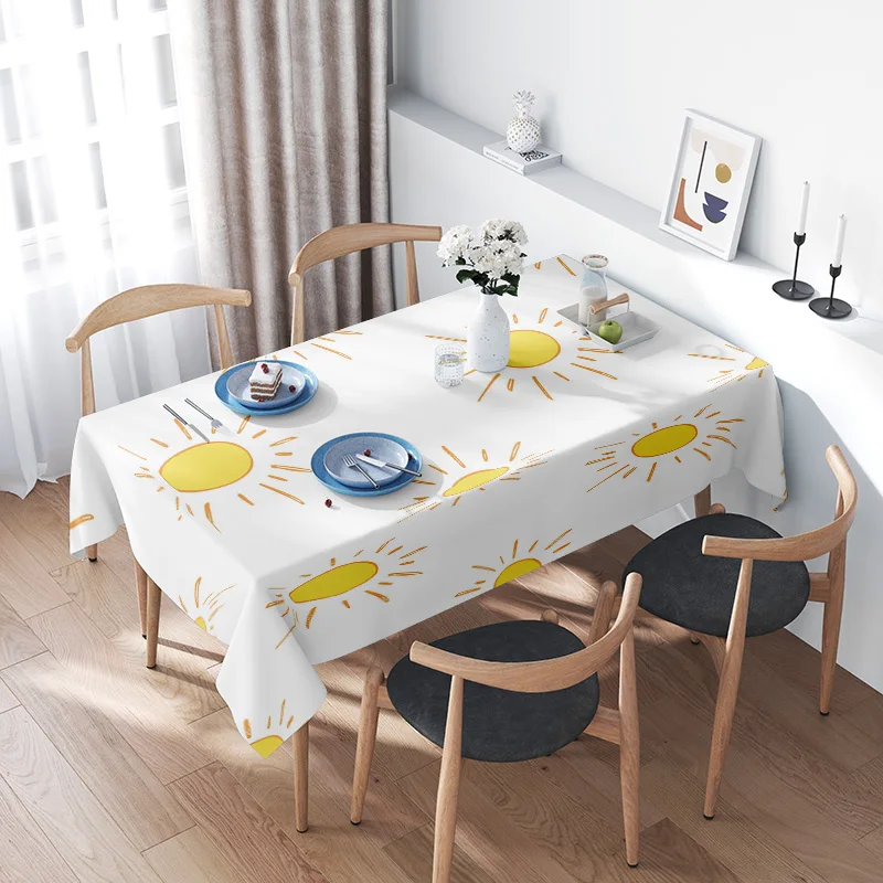 Sunny Yellow Sun Tablecloth Home Decoration Printed Table Linens for Dining Room Kitchen Decorations White with Blue Plate Setti
Sunny Yellow Sun Tablecloth Home Decoration Printed Table Linens for Dining Room Kitchen Decorations White with Blue Plate Setti