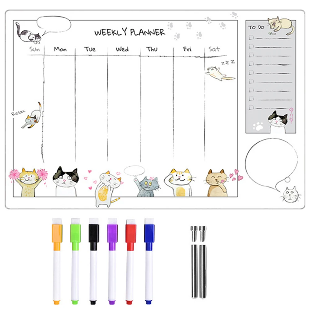 1 set Weekly Plan Message Board Acrylic Writing Cartoon Memo Note Set 7cm Nails 6 Pens Students Safe Material Erasable
1 set Weekly Plan Message Board Acrylic Writing Cartoon Memo Note Set 7cm Nails 6 Pens Students Safe Material Erasable