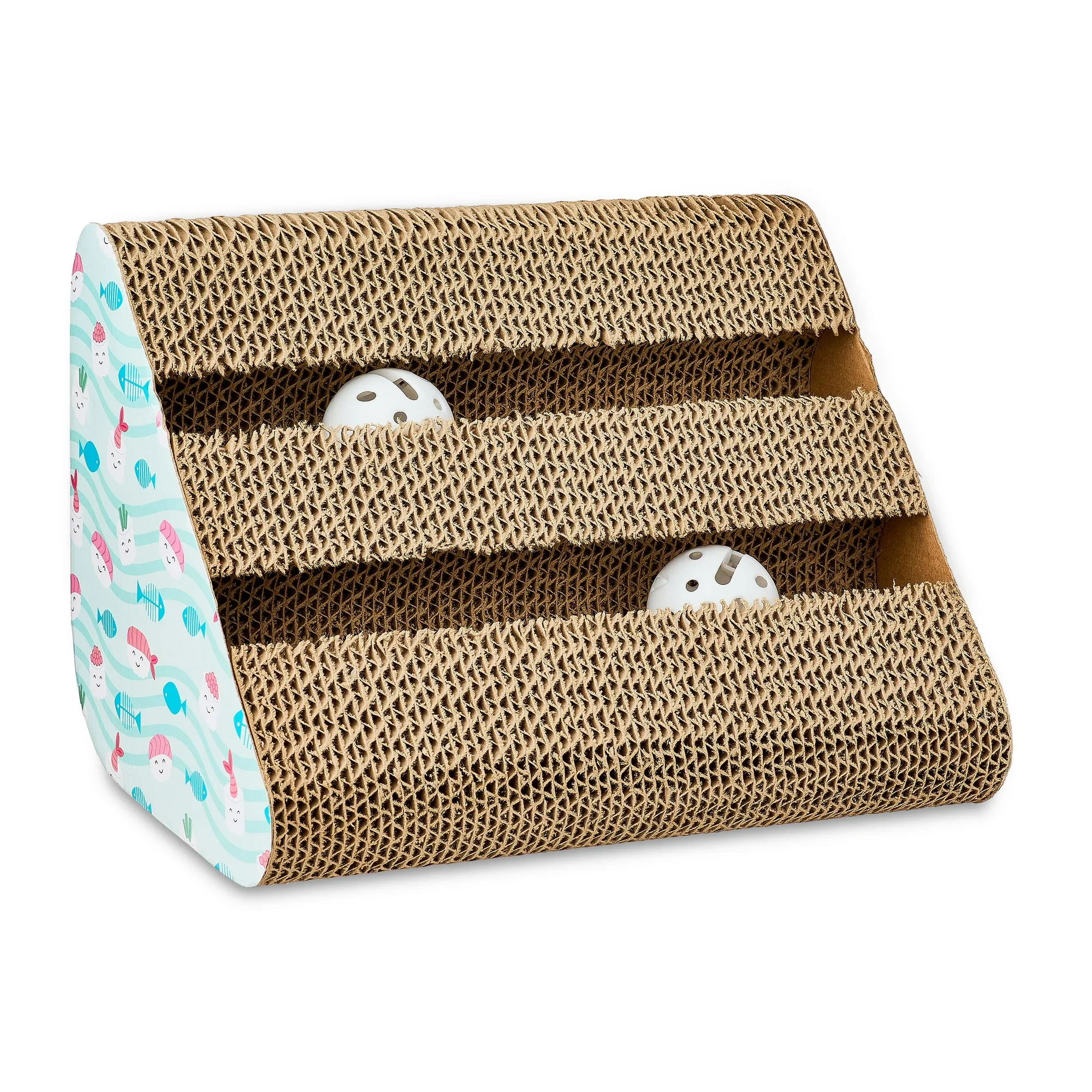 3-Sided Cat Scratching Pad, Corrugated Cardboard Activity Center with Fish & Sushi Print, 7.5"x10.5"x7.5" for Indoor Cats
3-Sided Cat Scratching Pad, Corrugated Cardboard Activity Center with Fish & Sushi Print, 7.5"x10.5"x7.5" for Indoor Cats