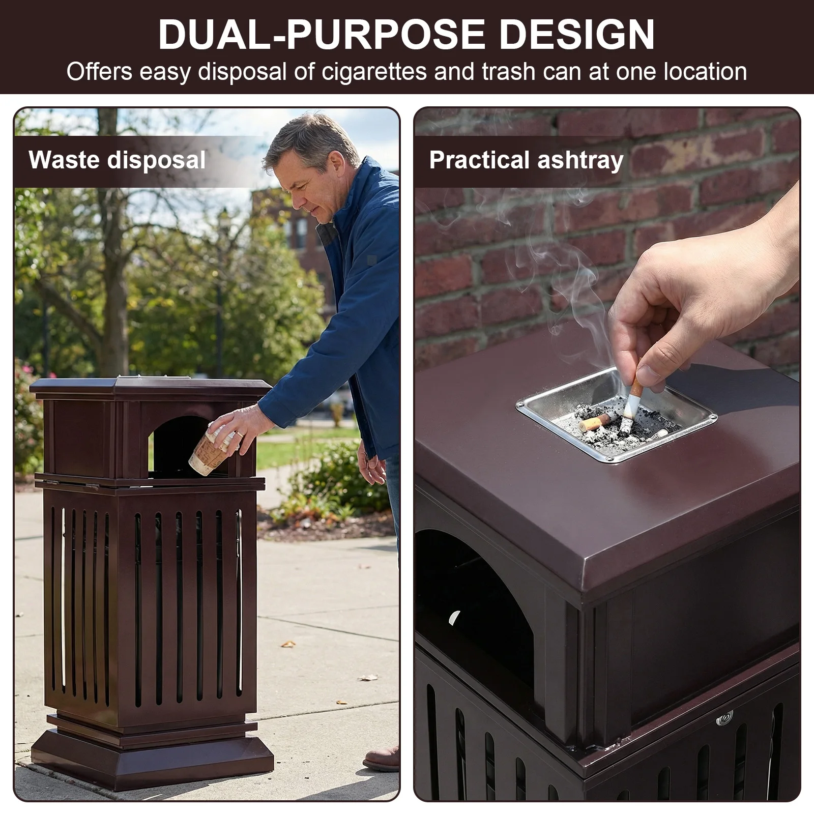 30L Outdoor Hollowed Garbage Can with Ashtray & Locking Lid Kitchen Waste Basket Container Large Capacity for Indoor Outdoor Use
30L Outdoor Hollowed Garbage Can with Ashtray & Locking Lid Kitchen Waste Basket Container Large Capacity for Indoor Outdoor Use