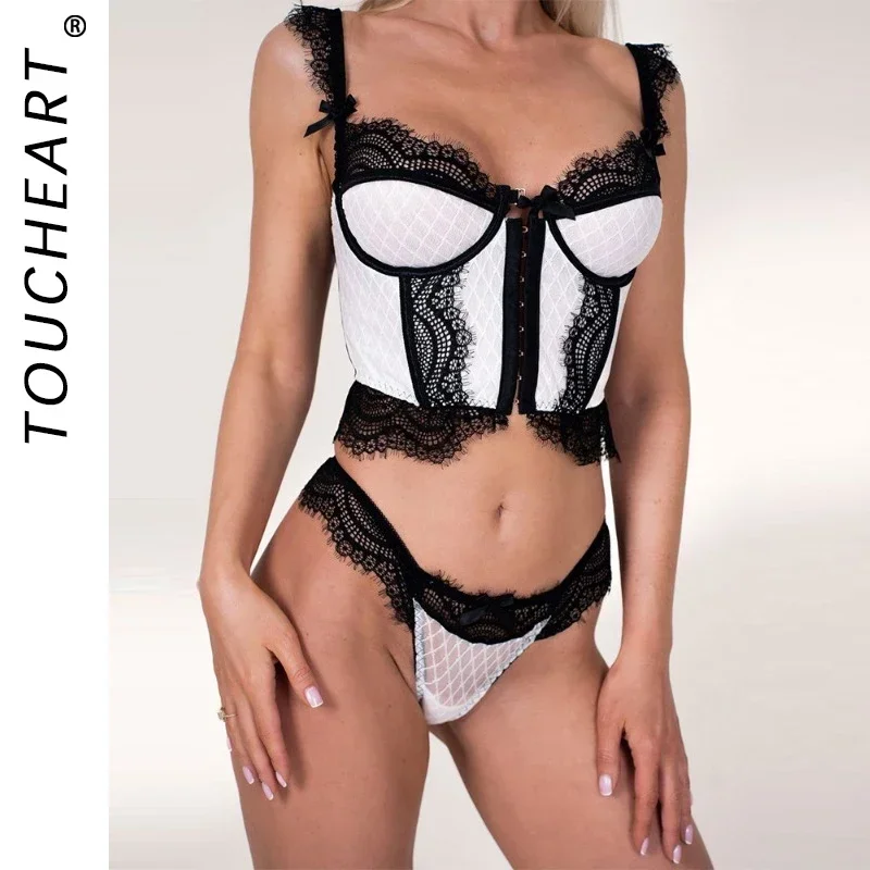 Toucheart Sexy Lingerie Contrast Color Underwire Body Shaping Fishbone Underwear Lace Patchwork Mesh See-through Lingerie Set
Toucheart Sexy Lingerie Contrast Color Underwire Body Shaping Fishbone Underwear Lace Patchwork Mesh See-through Lingerie Set