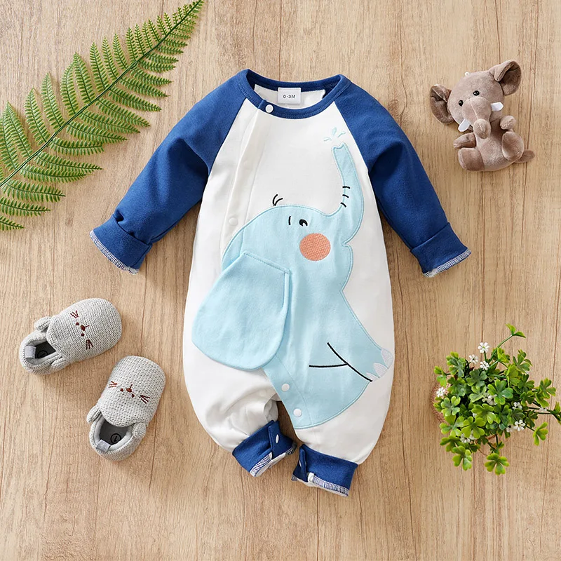 Baby Cute Elephant embroidered cotton casual diagonal shoulder long sleeve onesies for toddlers and baby boys
Baby Cute Elephant embroidered cotton casual diagonal shoulder long sleeve onesies for toddlers and baby boys