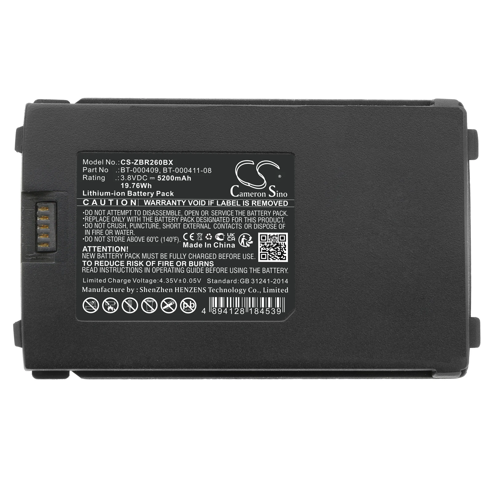 CS Replacement Battery for Zebra TC21,TC26,TC26AK,TC210,TC210K PN:BT-000409,BT-000411-08,BTRY-TC2Y-1XMA1-01 5200mAh / 19.76Wh
CS Replacement Battery for Zebra TC21,TC26,TC26AK,TC210,TC210K PN:BT-000409,BT-000411-08,BTRY-TC2Y-1XMA1-01 5200mAh / 19.76Wh
