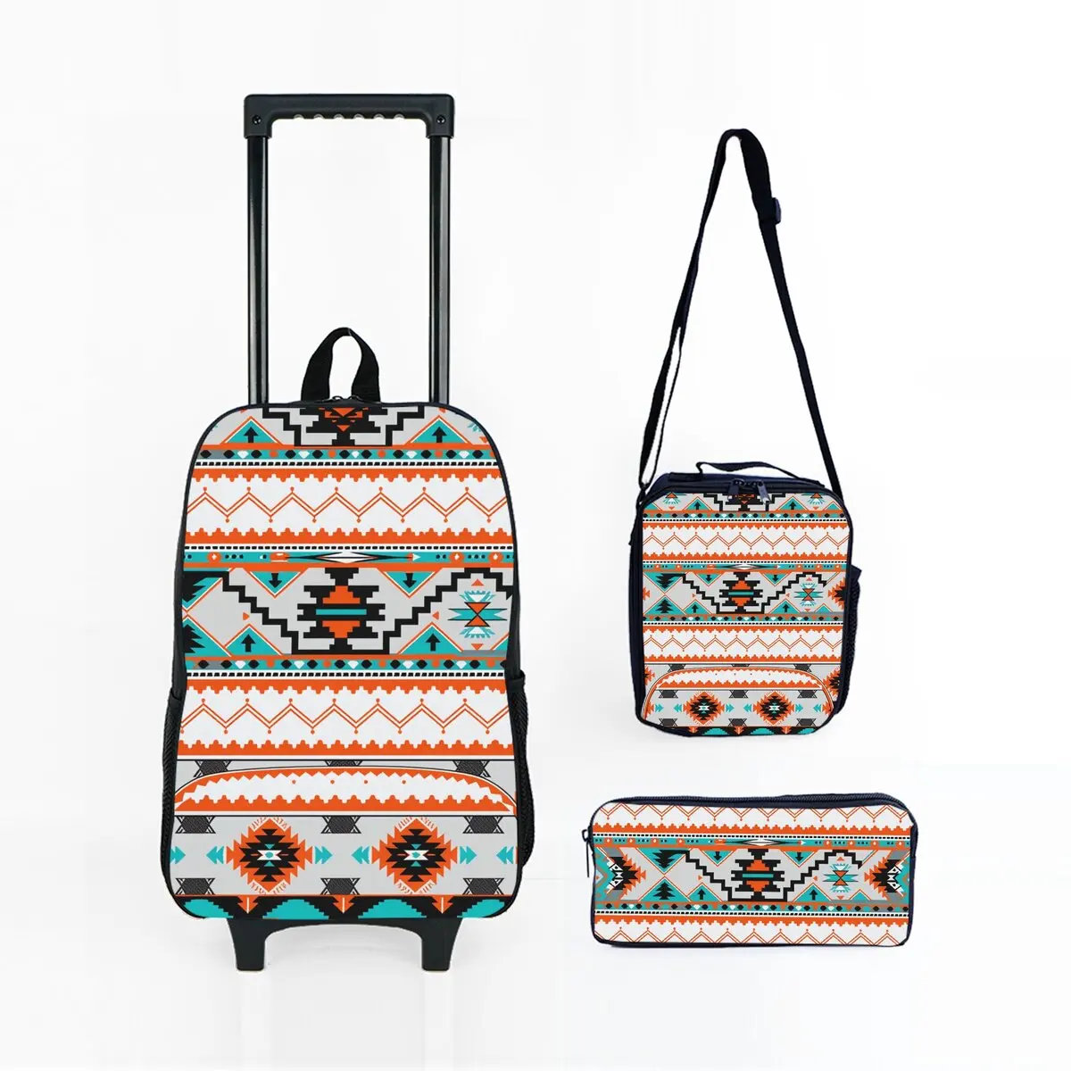 Geometric Figure Print Wheeled Rolling Bag Set with Lunch Box Pen Bag with Wheels School Trolley Backpack Bag for Girl/Boys
Geometric Figure Print Wheeled Rolling Bag Set with Lunch Box Pen Bag with Wheels School Trolley Backpack Bag for Girl/Boys