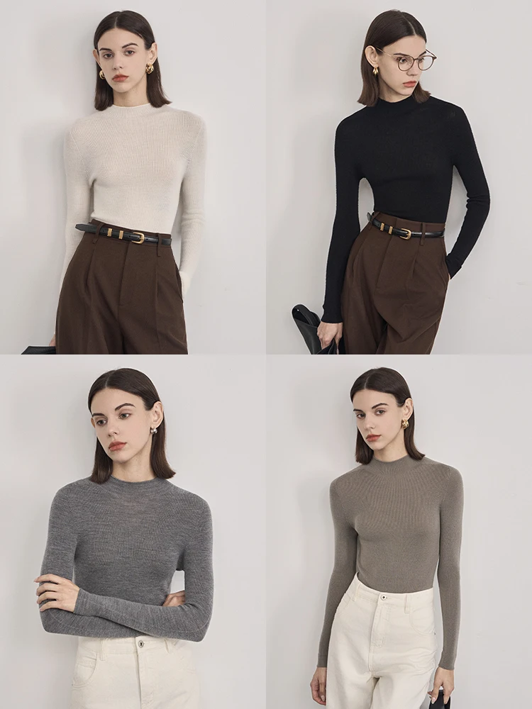 Shallow Streams Premium Cashmere Women's Fitted Long Sleeve Half High Collar Knitted Base Shirt Machine Washable Warm Top
Shallow Streams Premium Cashmere Women's Fitted Long Sleeve Half High Collar Knitted Base Shirt Machine Washable Warm Top
