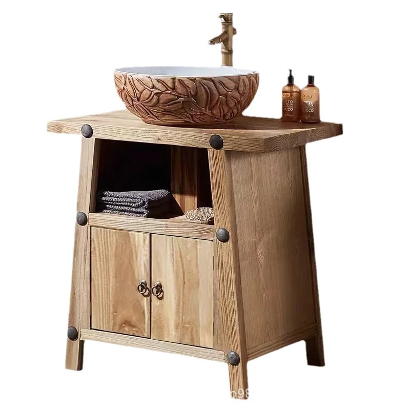 Old elm bathroom cabinet Solid wood floor-to-ceiling toilet washstand New Chinese bathroom washstand
Old elm bathroom cabinet Solid wood floor-to-ceiling toilet washstand New Chinese bathroom washstand