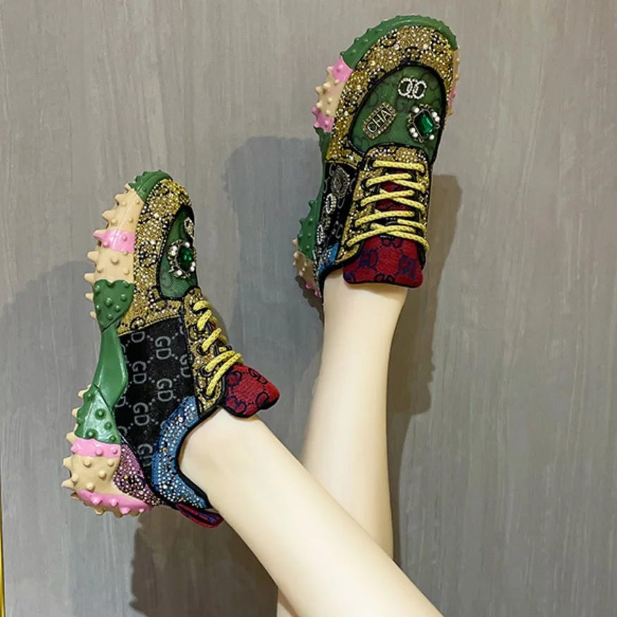 Women Glitter Crystal Rhineston Novelty Shoes Lady Casual Breathable Non-slip Sport Fashion Sneaker Comfortable designer Green
Women Glitter Crystal Rhineston Novelty Shoes Lady Casual Breathable Non-slip Sport Fashion Sneaker Comfortable designer Green