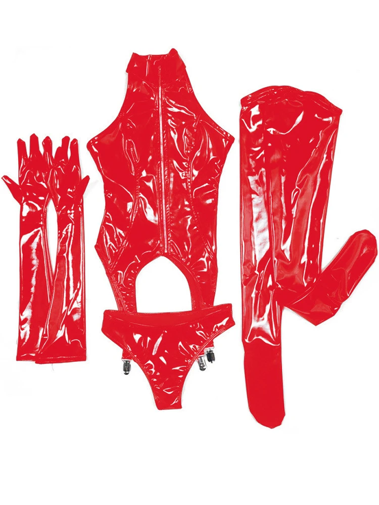 Wet Look PVC Tights Sexy Anime Cosplay Outfit Shiny PU Leather Crotchless Bodysuit Body Garter Belt Stockings Gloves Briefs Suit
Wet Look PVC Tights Sexy Anime Cosplay Outfit Shiny PU Leather Crotchless Bodysuit Body Garter Belt Stockings Gloves Briefs Suit