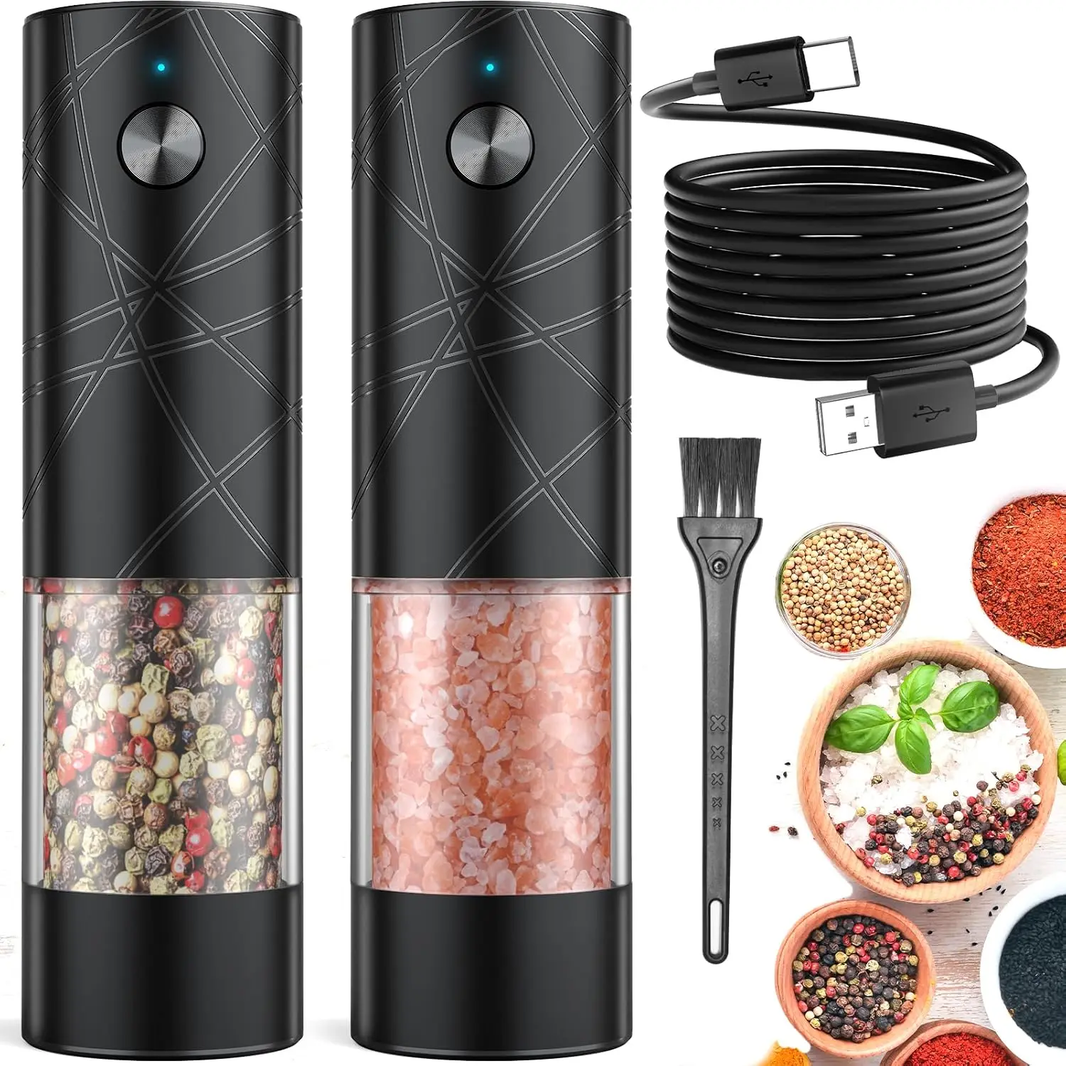 2Pack Electric Salt and Pepper Grinder Set USB Rechargeable with Warm LED Light, Adjustable Coarseness Large Capacity
2Pack Electric Salt and Pepper Grinder Set USB Rechargeable with Warm LED Light, Adjustable Coarseness Large Capacity