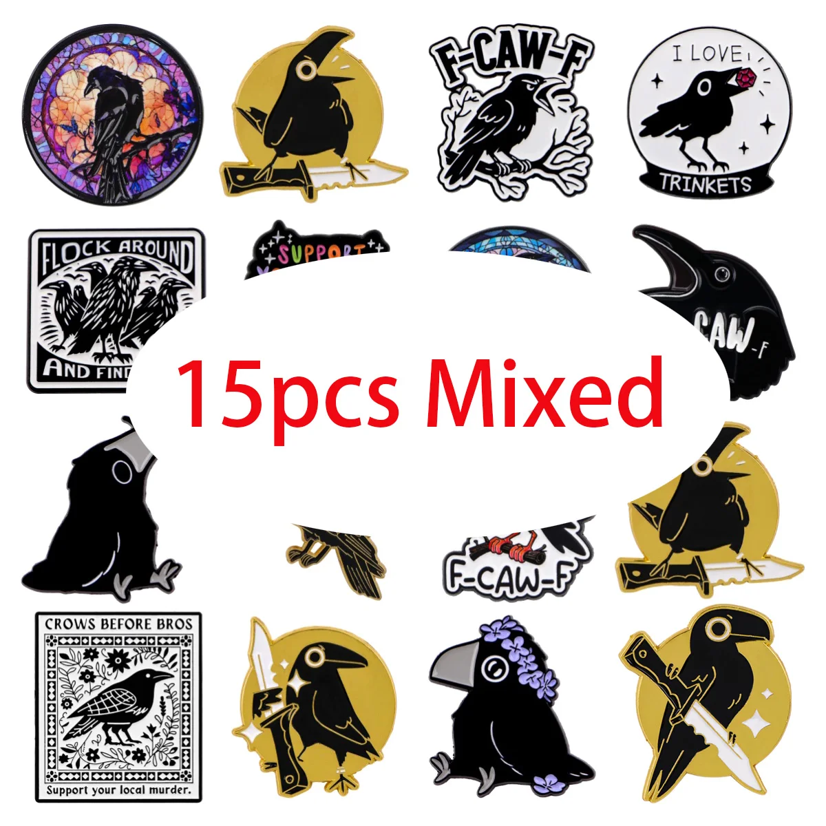 10/15pcs Mixed Crow Enamel Pins Funny Bird Raven Brooches Badge on Backpack Clothing Accessories Fashion Jewelry Friends Gifts
10/15pcs Mixed Crow Enamel Pins Funny Bird Raven Brooches Badge on Backpack Clothing Accessories Fashion Jewelry Friends Gifts