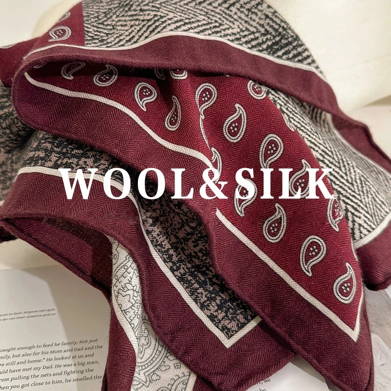 70% Wool 30% Real Silk Scarf for Women Shawls Wraps Vintage Ethnic Red Paisley Print Square Scarf Female Hijab Bandana
70% Wool 30% Real Silk Scarf for Women Shawls Wraps Vintage Ethnic Red Paisley Print Square Scarf Female Hijab Bandana