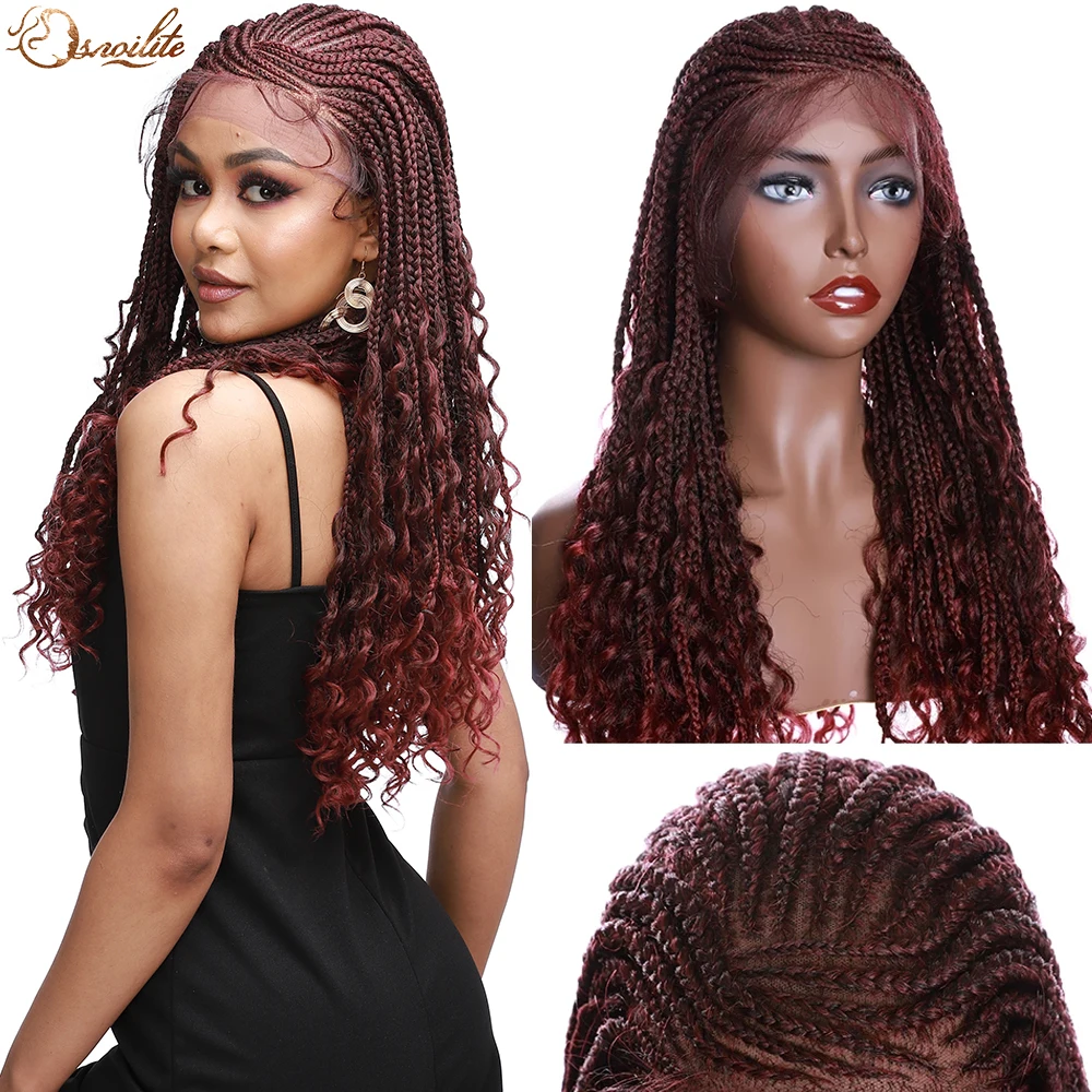 S-noilite 26inch Synthetic Braided Lace Front Wig Daily Use Red Brown Ombre Box Braid Hair Wigs With Baby Hair For Women
S-noilite 26inch Synthetic Braided Lace Front Wig Daily Use Red Brown Ombre Box Braid Hair Wigs With Baby Hair For Women