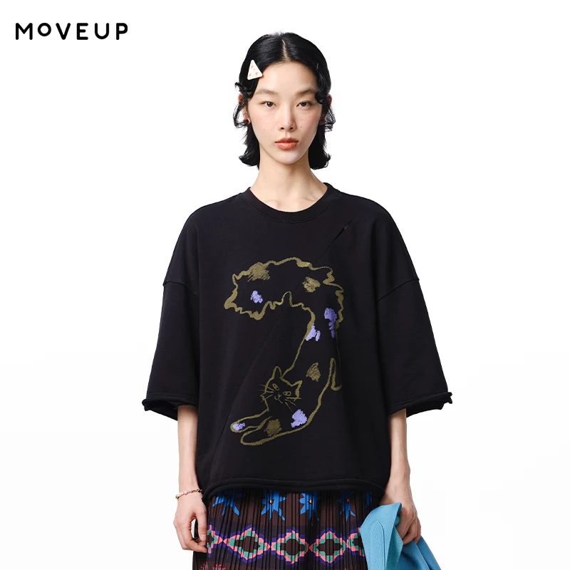 MOVEUP Round Neck Three Quarter Sleeve T-Shirt Autumn Drop Sleeves Embroidered Raw Edge Detail Design Top For Women 3EWQ11464
MOVEUP Round Neck Three Quarter Sleeve T-Shirt Autumn Drop Sleeves Embroidered Raw Edge Detail Design Top For Women 3EWQ11464
