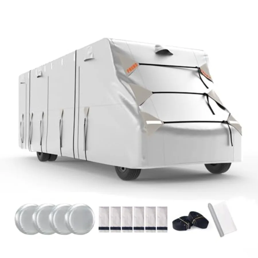 RV Cover for 23'-26' Class C Motorhome: Oxford Fabric, Gray, Waterproof Rip-Resistant Anti-UV with 4 Tire Covers Gutter Covers
RV Cover for 23'-26' Class C Motorhome: Oxford Fabric, Gray, Waterproof Rip-Resistant Anti-UV with 4 Tire Covers Gutter Covers