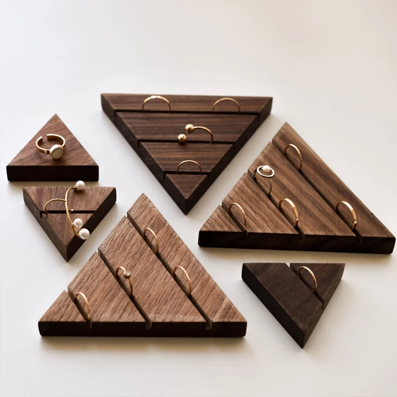 Black Walnut Ring Holder, Jewelry Display Tray Container, Triangle Stand, Photography Props, Original Design
Black Walnut Ring Holder, Jewelry Display Tray Container, Triangle Stand, Photography Props, Original Design