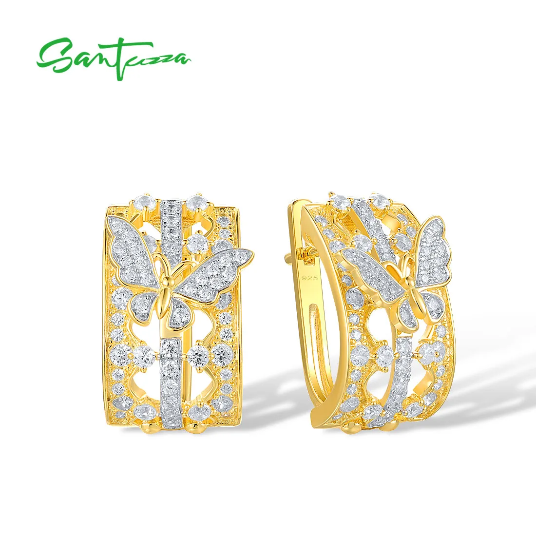 SANTUZZA Real 925 Sterling Silver Earrings For Women Sparkling White Cubic Zirconia Cute Butterfly Party Gift Fine Jewelry
SANTUZZA Real 925 Sterling Silver Earrings For Women Sparkling White Cubic Zirconia Cute Butterfly Party Gift Fine Jewelry