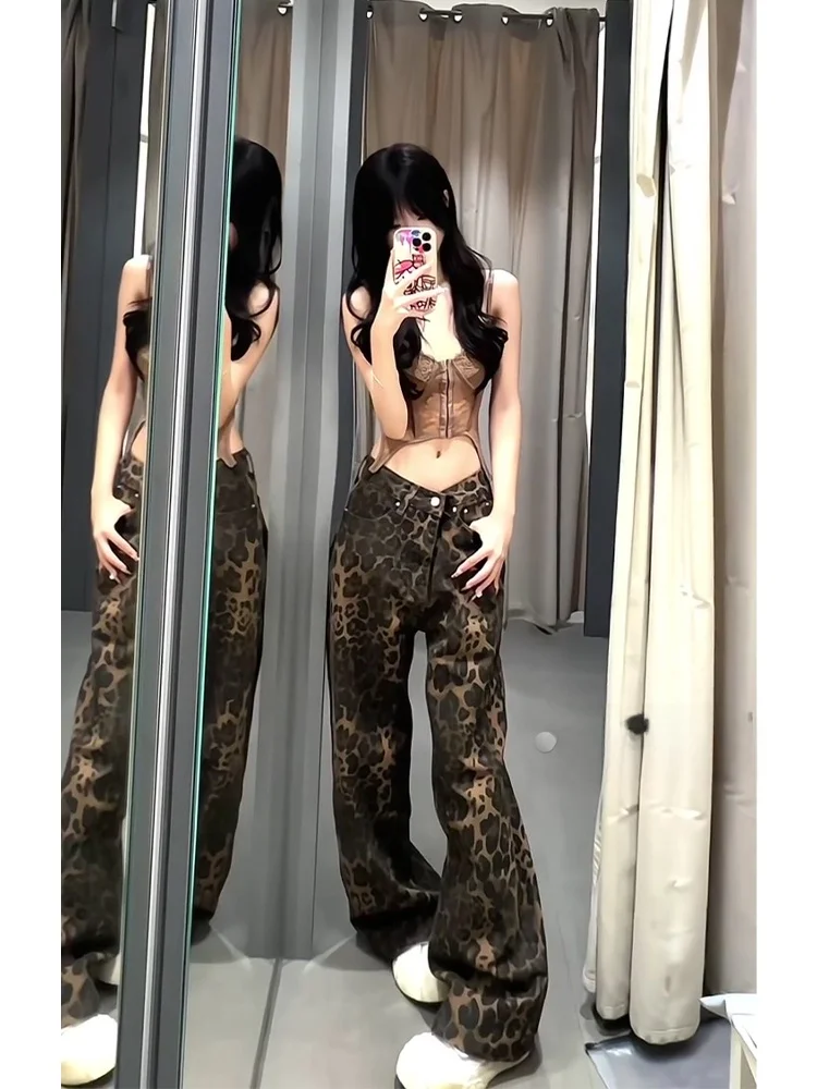 High Waist plus Size American Style Leopard Print Denim Jeans Women's Summer Vintage Straight Leg Loose Wide Leg Long Trousers
High Waist plus Size American Style Leopard Print Denim Jeans Women's Summer Vintage Straight Leg Loose Wide Leg Long Trousers