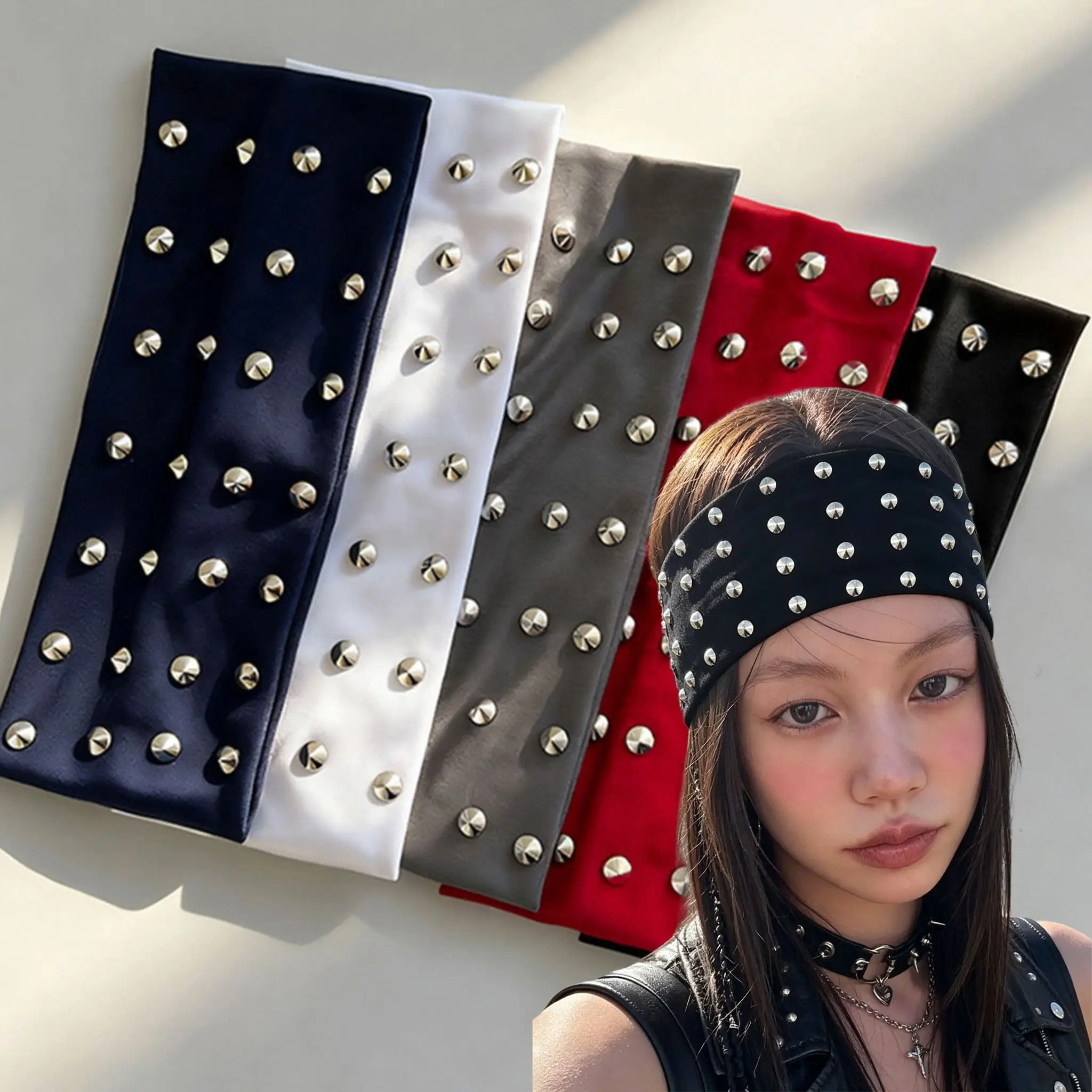 Punk Style Rivet-encrusted Headband Cool Hairband Rock Steampunk Hip Hop Heabdand for Girls Streetwear Headband Hair Accessories
Punk Style Rivet-encrusted Headband Cool Hairband Rock Steampunk Hip Hop Heabdand for Girls Streetwear Headband Hair Accessories
