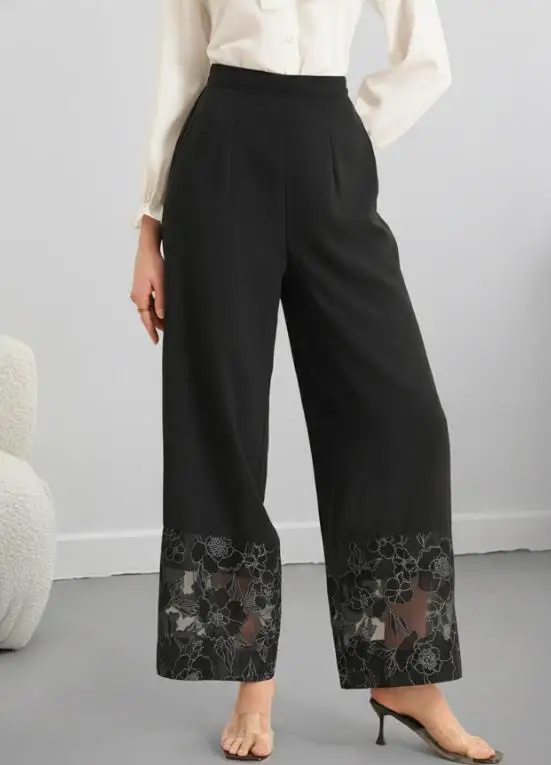 Women's Pants 2026 Spring Autumn New Solid Color Perspective Lace Splicing Elastic High Waist Casual Straight Pants
Women's Pants 2026 Spring Autumn New Solid Color Perspective Lace Splicing Elastic High Waist Casual Straight Pants