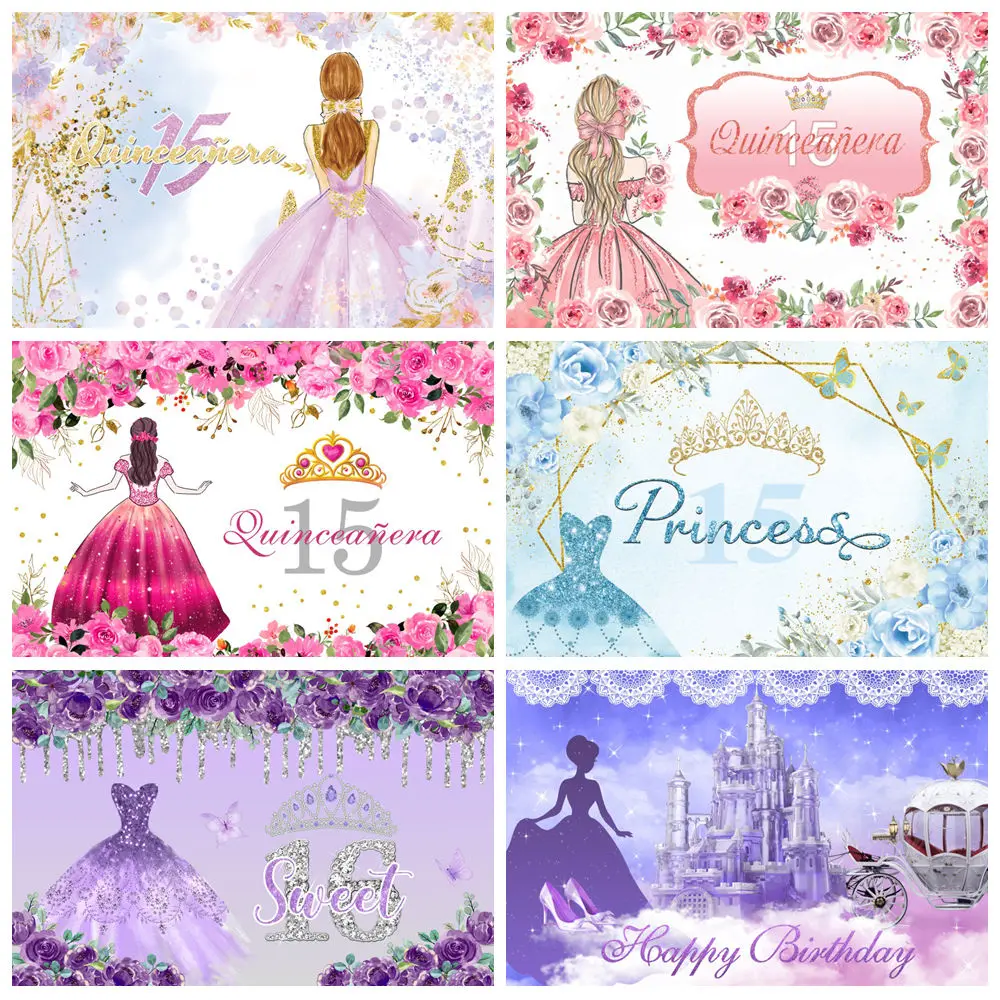 Quinceanera Sweet 15th Birthday Backdrop Crown Princess Girl Dress Flower Butterfly Birthday Photography Background Photo Studio
Quinceanera Sweet 15th Birthday Backdrop Crown Princess Girl Dress Flower Butterfly Birthday Photography Background Photo Studio