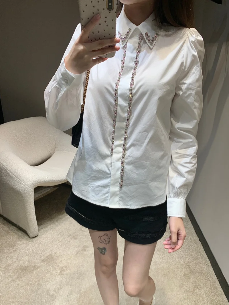 2024 Autumn New Women's Casual Shirt Spring and Autumn Luxury High Quality Women's Diamond White Long Sleeve Cotton Top
2024 Autumn New Women's Casual Shirt Spring and Autumn Luxury High Quality Women's Diamond White Long Sleeve Cotton Top