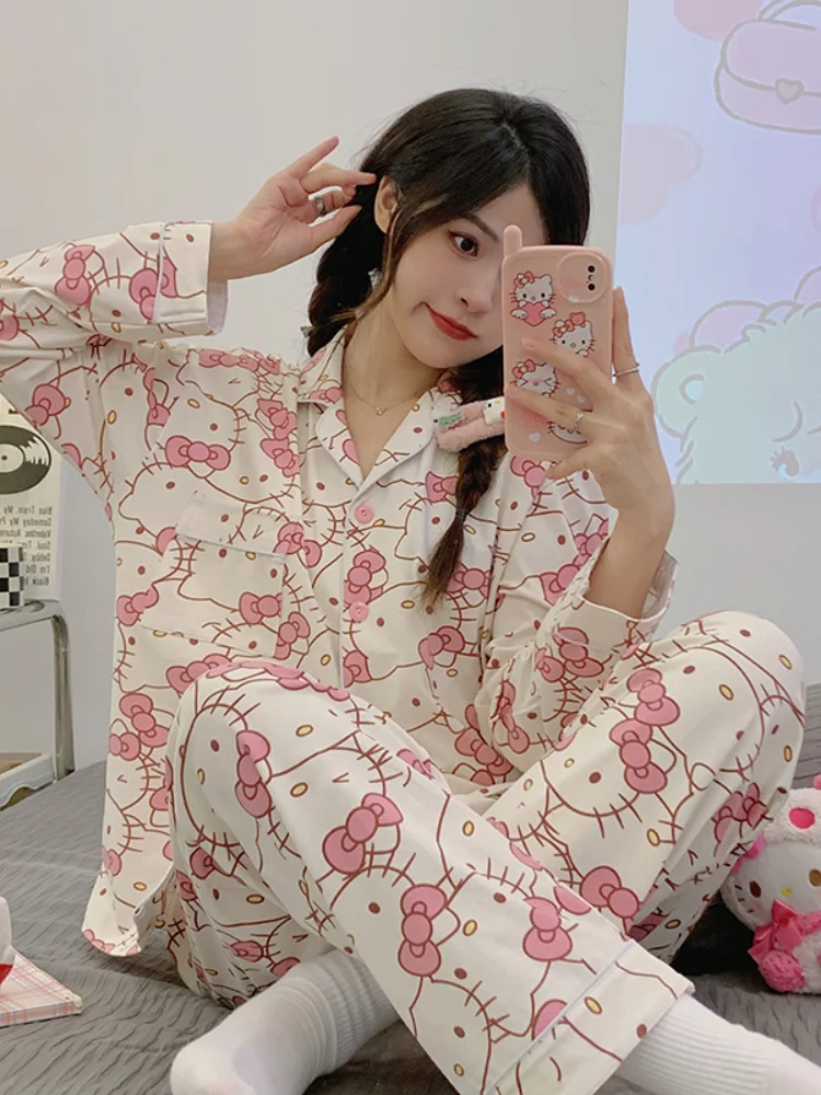 Длинные пижамы Sanrio Hello Kitty Kawaii, свободная одежда для сна с короткими рукавами, пижамные комплекты, короткая одежда, домашнее платье для девочек, подарки
Длинные пижамы Sanrio Hello Kitty Kawaii, свободная одежда для сна с короткими рукавами, пижамные комплекты, короткая одежда, домашнее платье для девочек, подарки