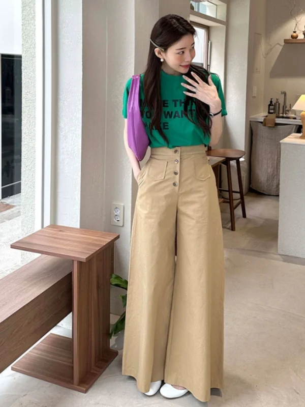 Chic High Waist Single Button Decorative Slimming Drape Design Versatile Casual Wide Leg Long Pants Women's Fashion
Chic High Waist Single Button Decorative Slimming Drape Design Versatile Casual Wide Leg Long Pants Women's Fashion