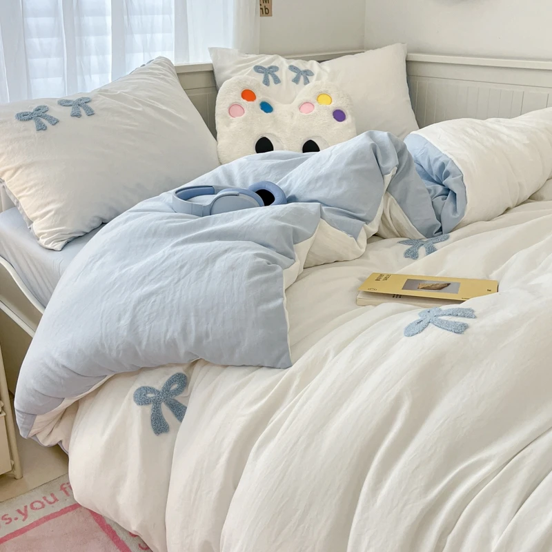 INS Bowknot Washed Cotton Bedding Set with Pillowcase bed sheet Single Full Bed Linen Orange Duvet Cover Queen/King Double Bed
INS Bowknot Washed Cotton Bedding Set with Pillowcase bed sheet Single Full Bed Linen Orange Duvet Cover Queen/King Double Bed