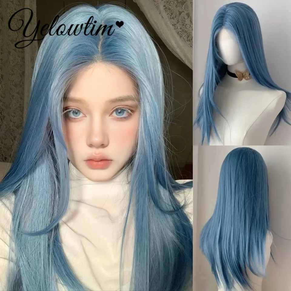 Synthetic Long Straight Lolita Lace Front Wig with Bangs Middle Part Wig Girl Cute Blue Cosplay Party Halloween Harajuku Wig
Synthetic Long Straight Lolita Lace Front Wig with Bangs Middle Part Wig Girl Cute Blue Cosplay Party Halloween Harajuku Wig