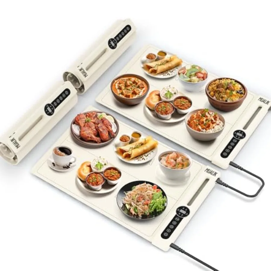 Warming Mats for Food Countertop, Roll-UP 2 Pack Fast Heating Tray Silicone with 7 Level Temperature, 2 Zone and 3 Pad Parallel
Warming Mats for Food Countertop, Roll-UP 2 Pack Fast Heating Tray Silicone with 7 Level Temperature, 2 Zone and 3 Pad Parallel