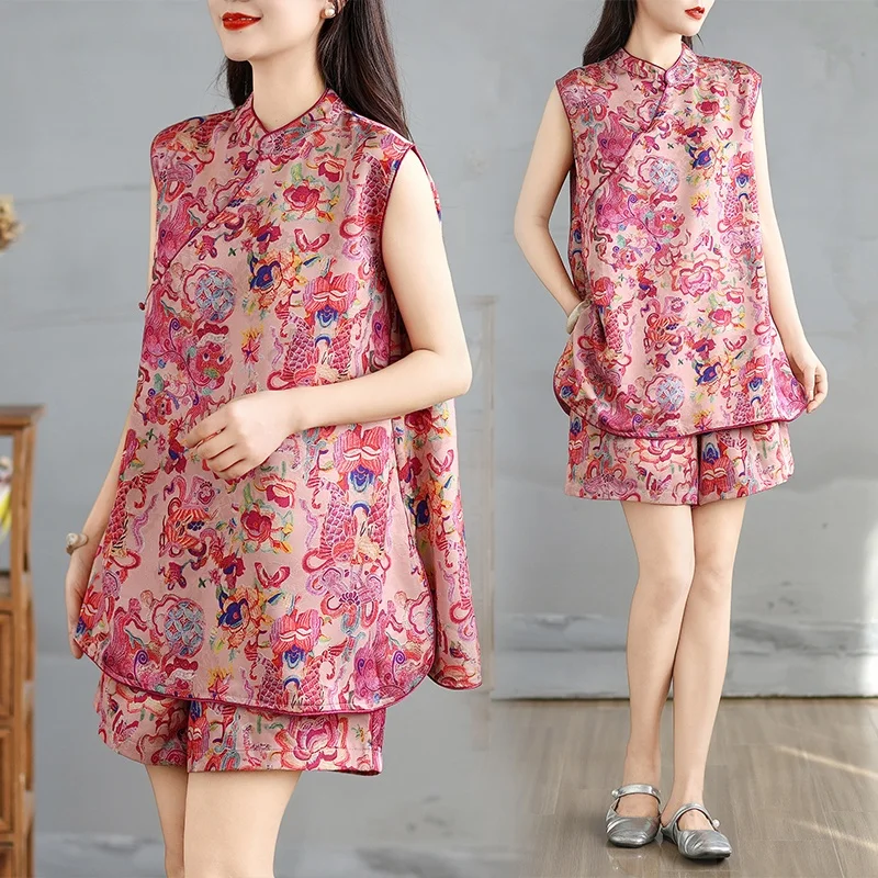 Новый китайский комплект жилета с розовым цветочным принтом, атласный комплект ort Sve, воротник-стойка, брюки на пуговицах, комплект из двух предметов, женская мода
Новый китайский комплект жилета с розовым цветочным принтом, атласный комплект ort Sve, воротник-стойка, брюки на пуговицах, комплект из двух предметов, женская мода