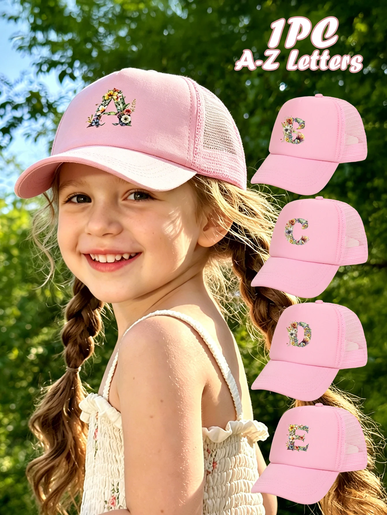 1pc pink baby hat , Baseball Cap with A-Z letter Colorful Floral- Breathable Sun Hat for Boys and Girls Ages 3-8Y, for Spring/
1pc pink baby hat , Baseball Cap with A-Z letter Colorful Floral- Breathable Sun Hat for Boys and Girls Ages 3-8Y, for Spring/