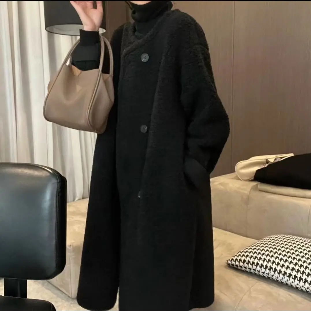 Winter Lazy Sle Fur Coat Hepburn Sle Loose Long Outerwear Women's Warmth Coat Cardigan Long Sve round Ne Pure Color
Winter Lazy Sle Fur Coat Hepburn Sle Loose Long Outerwear Women's Warmth Coat Cardigan Long Sve round Ne Pure Color