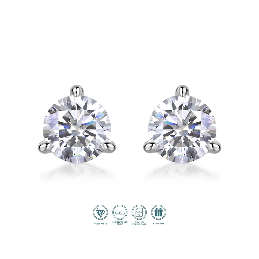 Moissanite Earrings 3 Prong Stud Design 925 Sterling Silver 18K Gold Plated Lightweight Daily Jewelry Comes with GRA Certificate
Moissanite Earrings 3 Prong Stud Design 925 Sterling Silver 18K Gold Plated Lightweight Daily Jewelry Comes with GRA Certificate