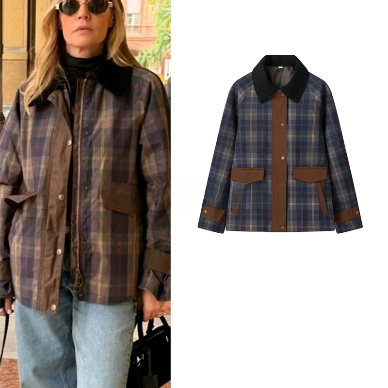 Winter Street Style Plaid Zipper Long Sleeve Turn-down Collar Color Block Jacket Women's New Arrival Outerwear Coat
Winter Street Style Plaid Zipper Long Sleeve Turn-down Collar Color Block Jacket Women's New Arrival Outerwear Coat