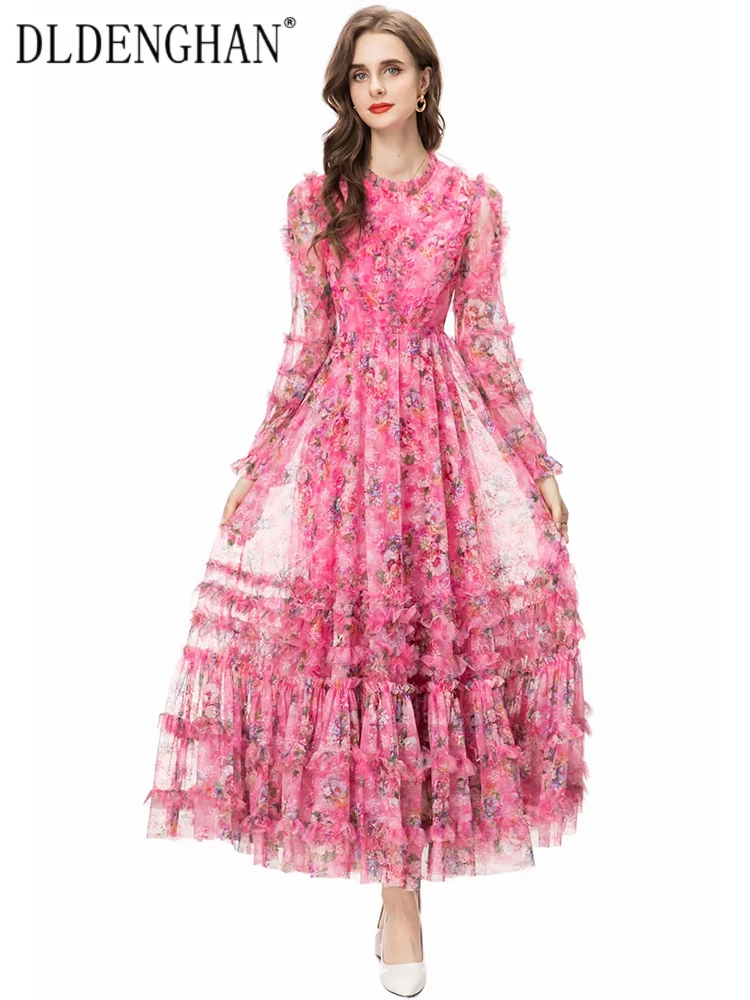 DLDENGHAN Autumn Flower Print Mesh Long Dress Women O-Neck Lantern Sleeve Ruffle Vintage High Waiste Dress Fashion Designer New
DLDENGHAN Autumn Flower Print Mesh Long Dress Women O-Neck Lantern Sleeve Ruffle Vintage High Waiste Dress Fashion Designer New