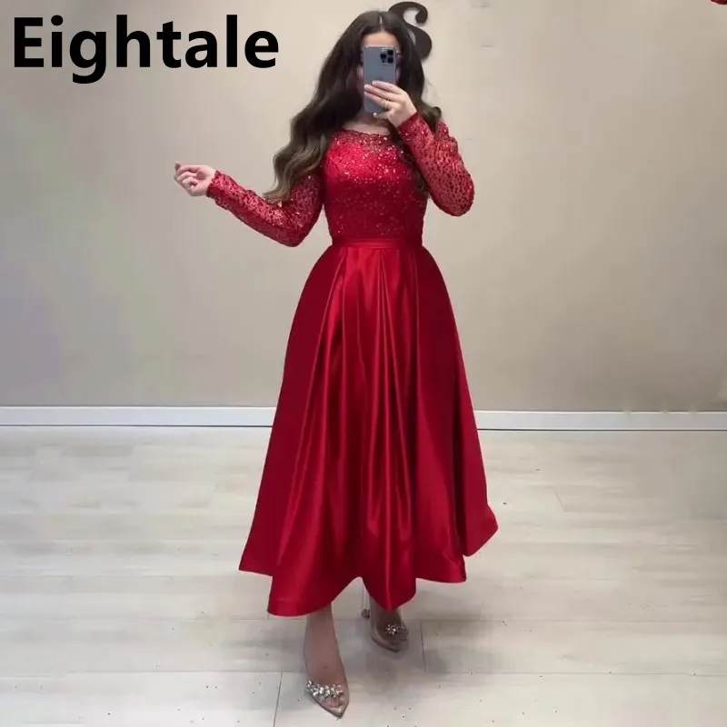 Eightale 2024 A Line Long Sleeve Red Sequin Ankle Length Evening Dress For Wedding Party Formal Prom Dress Dubai Party Gown
Eightale 2024 A Line Long Sleeve Red Sequin Ankle Length Evening Dress For Wedding Party Formal Prom Dress Dubai Party Gown