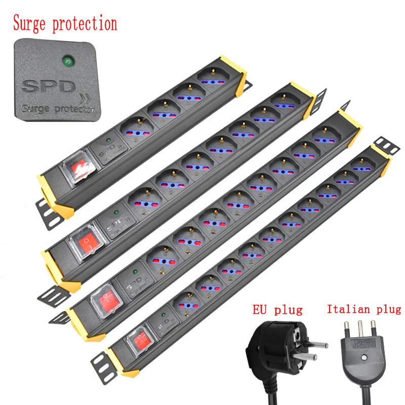 PDU power strip Network cabinet rack 1-10 way German Italian socket 2 M line 360 rotating bracket surge protection
PDU power strip Network cabinet rack 1-10 way German Italian socket 2 M line 360 rotating bracket surge protection