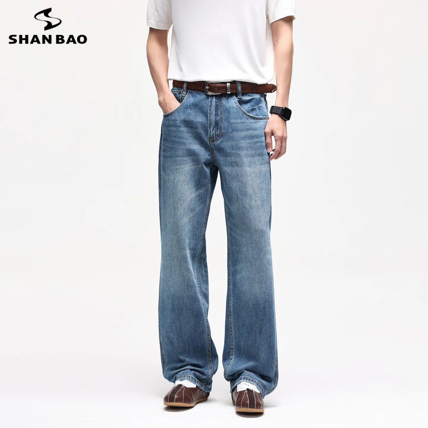 SHAN BAO 2026 Summer Brand High Street Baggy Men's Straight Loose Lyocell Jeans American Retro baggy cityboy Mid-rise Blue Pants
SHAN BAO 2026 Summer Brand High Street Baggy Men's Straight Loose Lyocell Jeans American Retro baggy cityboy Mid-rise Blue Pants