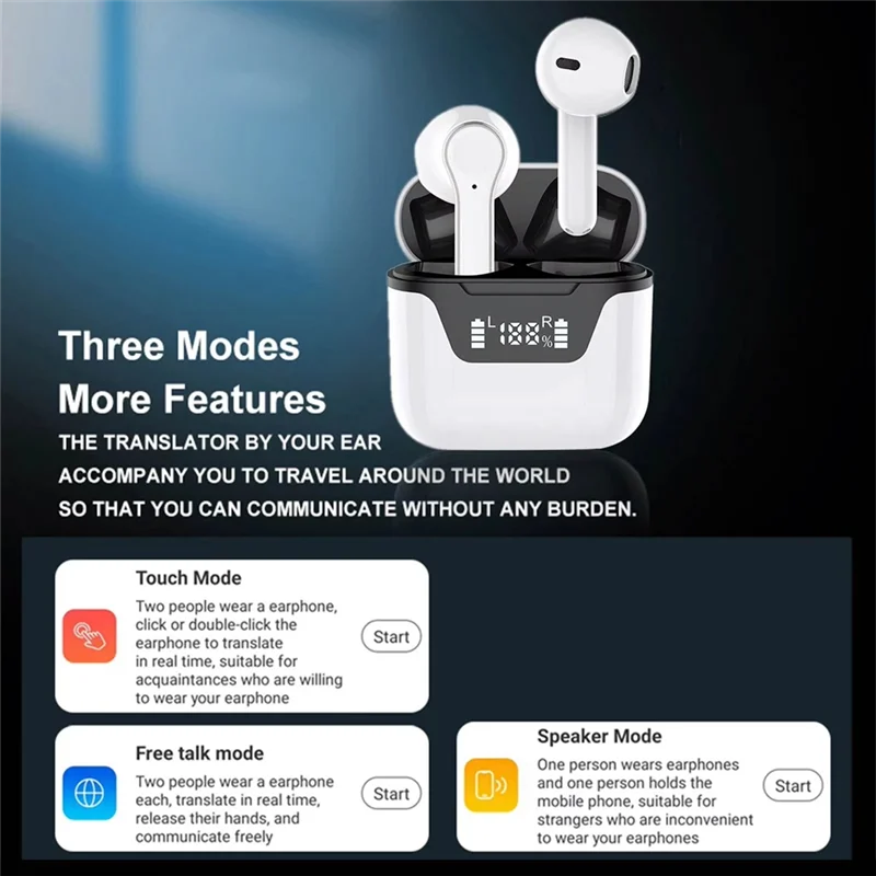 Wireless Bluetooth Translator Earbuds - Multilingual Earphone With Support For 144 Languages-AU47
Wireless Bluetooth Translator Earbuds - Multilingual Earphone With Support For 144 Languages-AU47