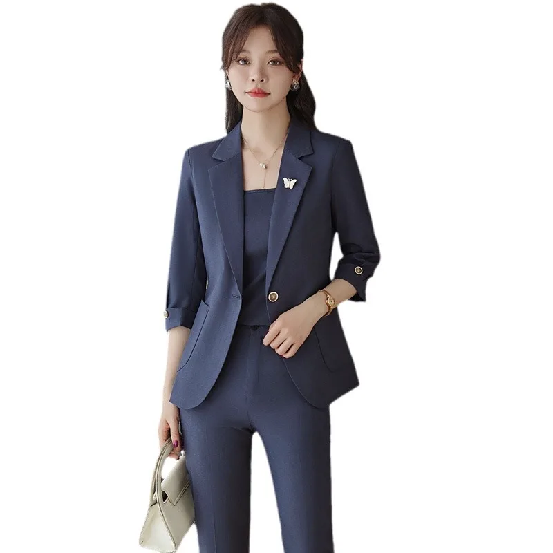 Fashion Pant Suits for Women Three Quarter Office Korean Casual Two Piece Slim Solid Lapel 2024 New Spring Summer Pant Suits
Fashion Pant Suits for Women Three Quarter Office Korean Casual Two Piece Slim Solid Lapel 2024 New Spring Summer Pant Suits