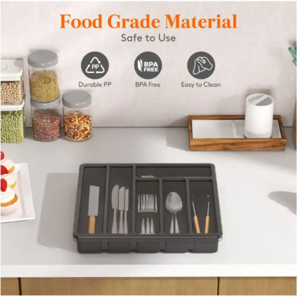 Plastic Kitchen Cutlery Storage Box With Lid 6 Grids Kitchen Flatware Utensil Holder Divider Fork Spoon Tableware Cutlery Tray
Plastic Kitchen Cutlery Storage Box With Lid 6 Grids Kitchen Flatware Utensil Holder Divider Fork Spoon Tableware Cutlery Tray