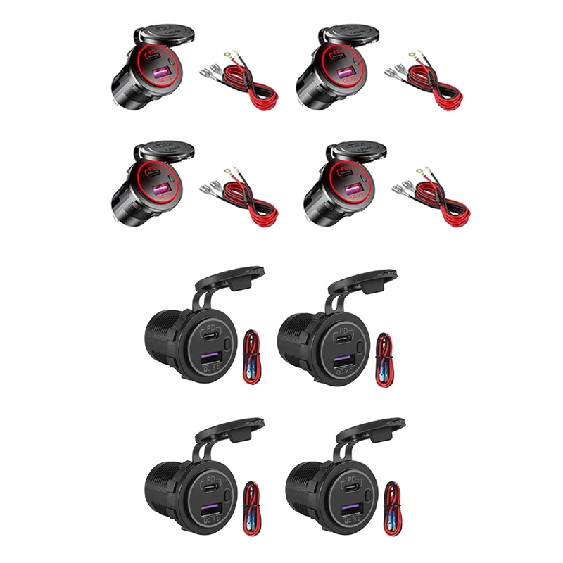 4Set PD Type C USB Car Charger And QC 3.0 Quick Charger 12V Power Outlet Socket With ON/Off Switch For Car
4Set PD Type C USB Car Charger And QC 3.0 Quick Charger 12V Power Outlet Socket With ON/Off Switch For Car