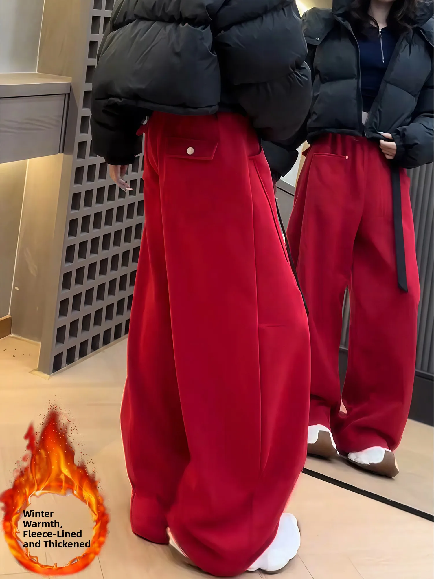 Winter Thiened Fce Wide Leg Pants Women's High Waist Straight Cut Trousers Dra Slimming Warmth Casual High Waist
Winter Thiened Fce Wide Leg Pants Women's High Waist Straight Cut Trousers Dra Slimming Warmth Casual High Waist