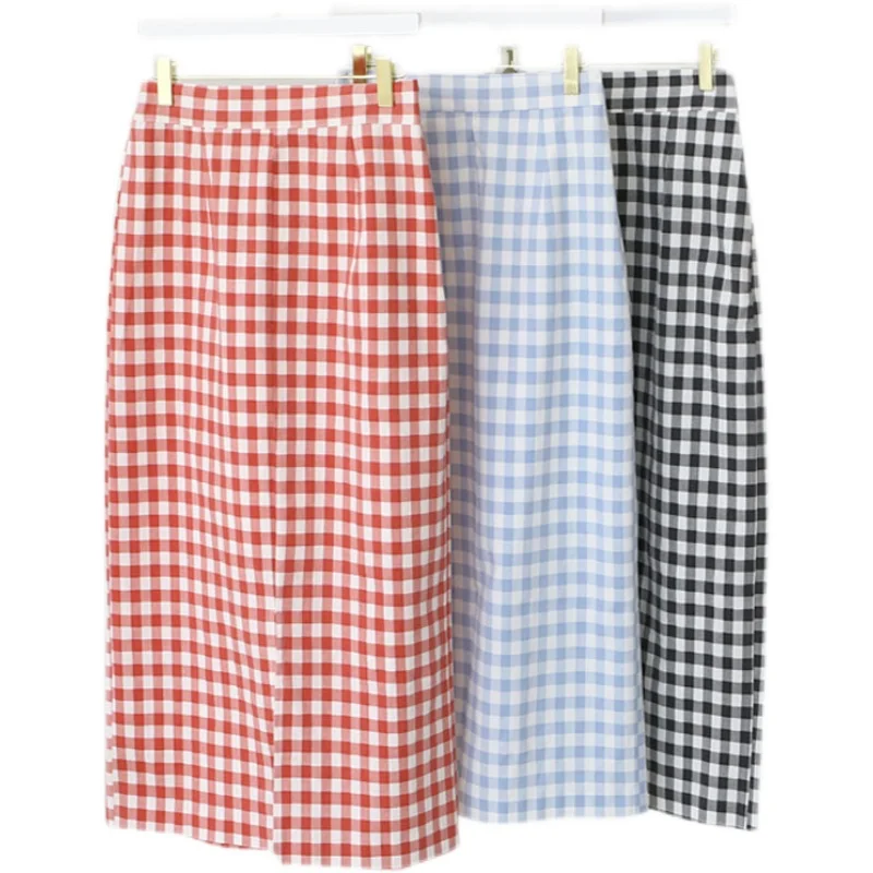 High Waist Plaid Split Midi Skirt Women's Cotton Linen Commuter Skirt Korean Sle Spring Summer A-Line Skirt
High Waist Plaid Split Midi Skirt Women's Cotton Linen Commuter Skirt Korean Sle Spring Summer A-Line Skirt