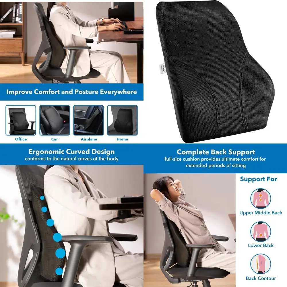 Memory Foam Office Chair Cushion, Lumbar and Back Support, Ergonomic for Desk, Gaming, Home, and Car, Black, Large
Memory Foam Office Chair Cushion, Lumbar and Back Support, Ergonomic for Desk, Gaming, Home, and Car, Black, Large