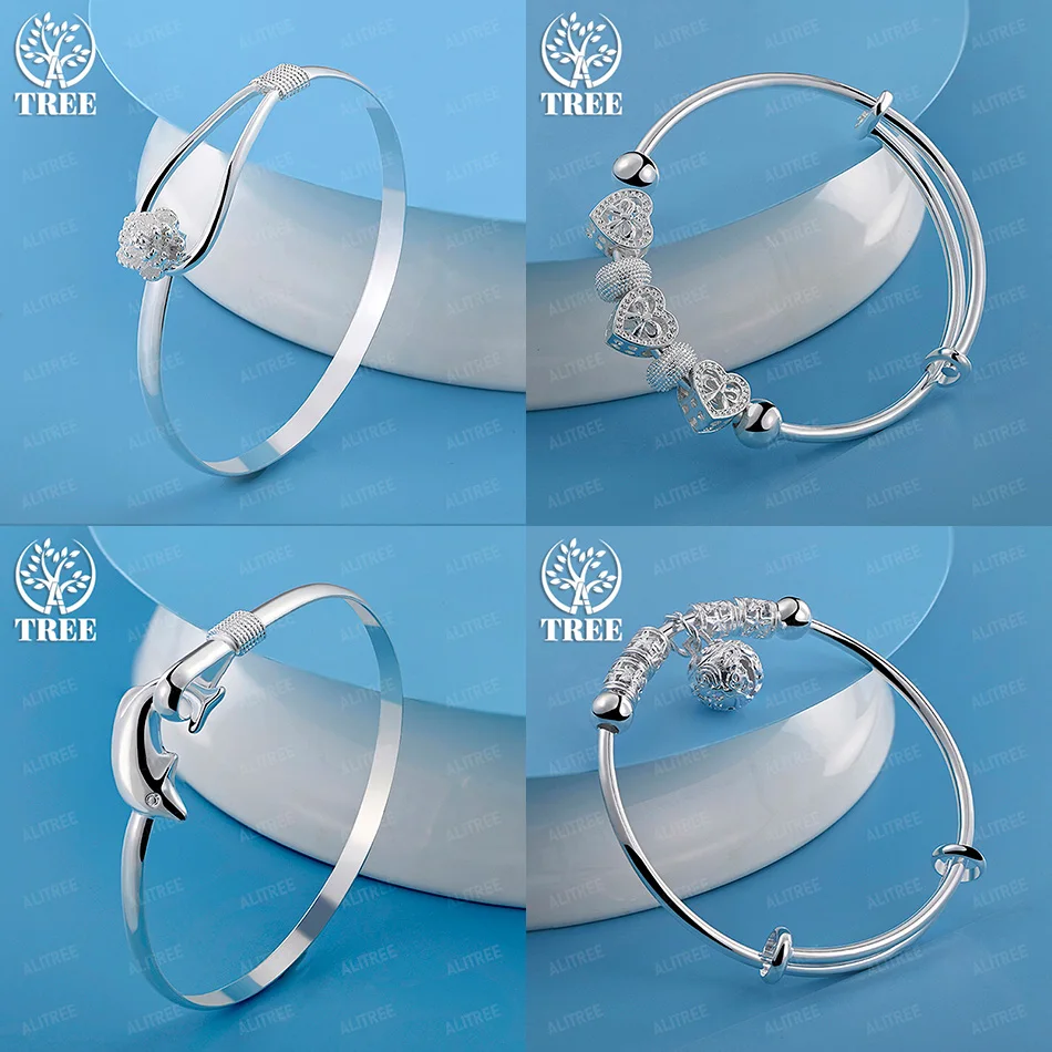 Women's Fashion 925 Sterling Silver Dolphin Flower Bell Heart Round Bangles Cute Jewelry Accessories Birthday Party Gift
Women's Fashion 925 Sterling Silver Dolphin Flower Bell Heart Round Bangles Cute Jewelry Accessories Birthday Party Gift