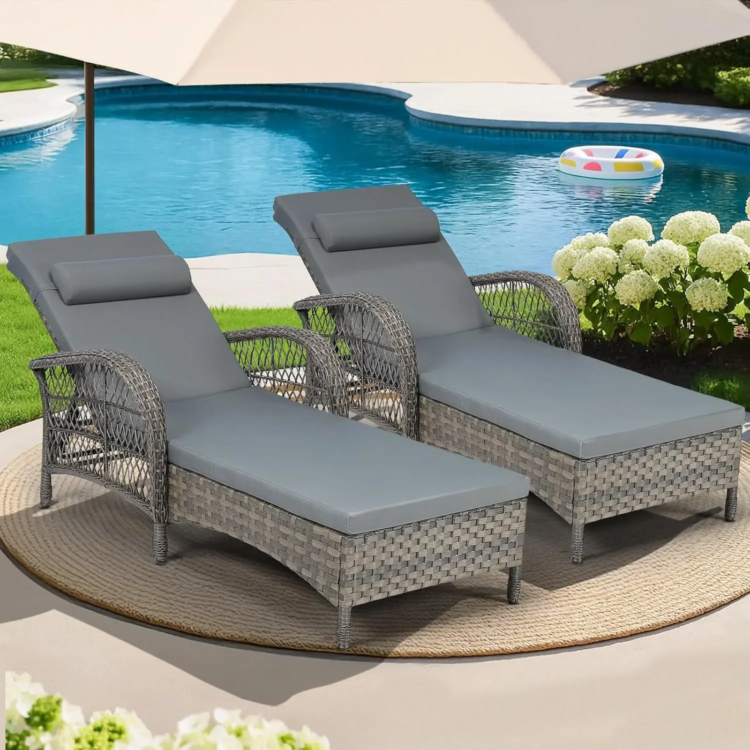 Outdoor Wicker Chaise Lounge Chair Set of 2, 77" Long All Weather PE Rattan Patio Lounge Chair, 6 Position, Customized
Outdoor Wicker Chaise Lounge Chair Set of 2, 77" Long All Weather PE Rattan Patio Lounge Chair, 6 Position, Customized